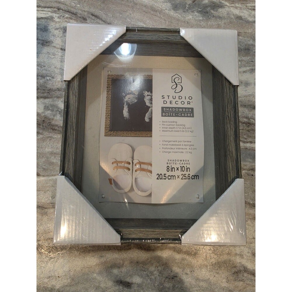 Studio Décor 8x10 Shadow Box Frame Black Wood Look Pin Cushion Back New